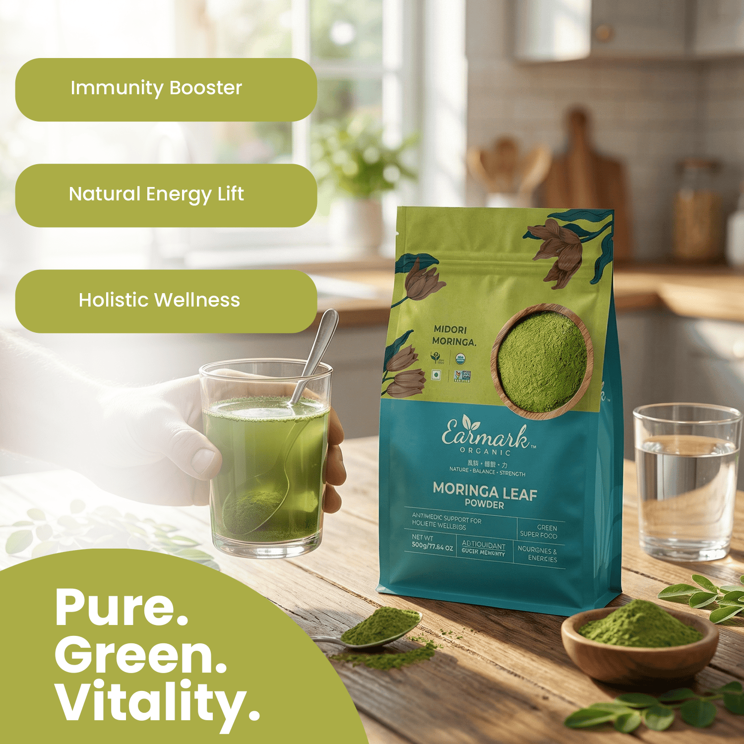 Earmark Organic Moringa Leaf Powder (500g) – The Ultimate Green Superf
