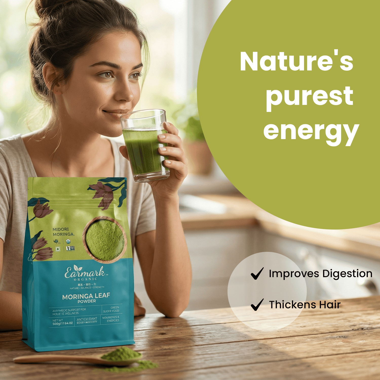 Earmark Organic Moringa Leaf Powder (500g) – The Ultimate Green Superf